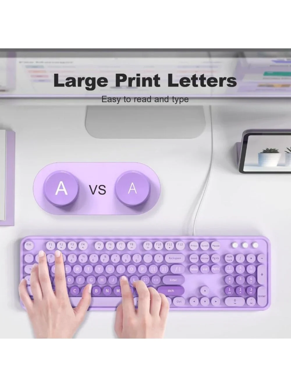 Large Print USB Wired Keyboard with Number Pad for PC Laptop - Colorful Design